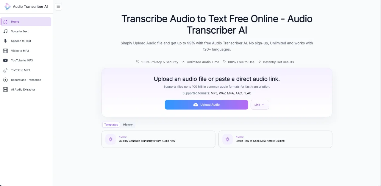 Audio Transcriber AI: Turn Audio to Text Free Online screenshot 1