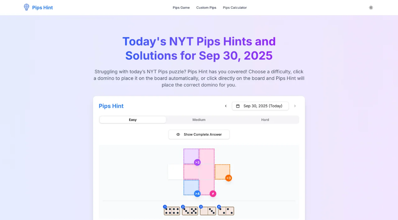 Pips Hint screenshot 1